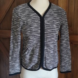 J. Crew black and grey sweater material cardigan career blazer jacket sporty